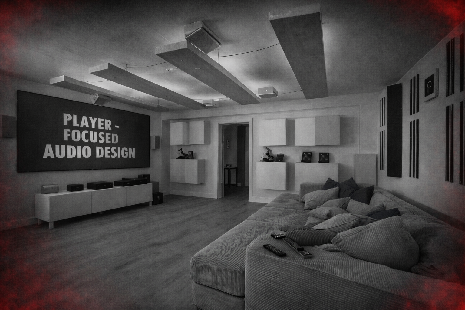 Palm Tree Audio studio — listening room and screening setup